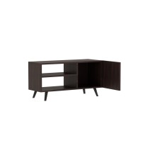 Mueble de TV con 3 Estantes y 1 Puerta de Melamina Nogal-Wenge 90x32x46 cm - Compacto y Elegante para Salón.